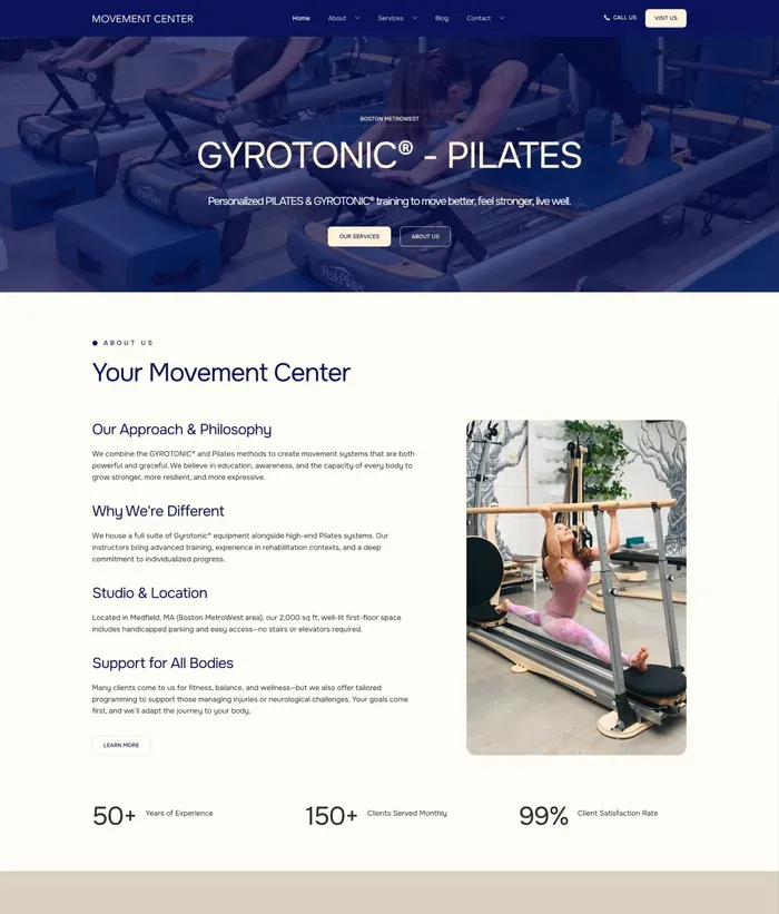 Movement Center of Medfield website screenshot