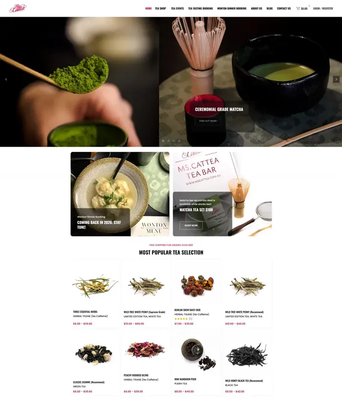 Ms. Cat Tea website screenshot
