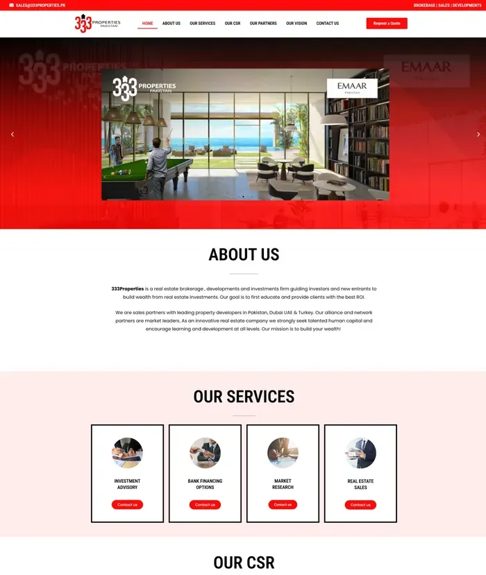 333 Properties website screenshot