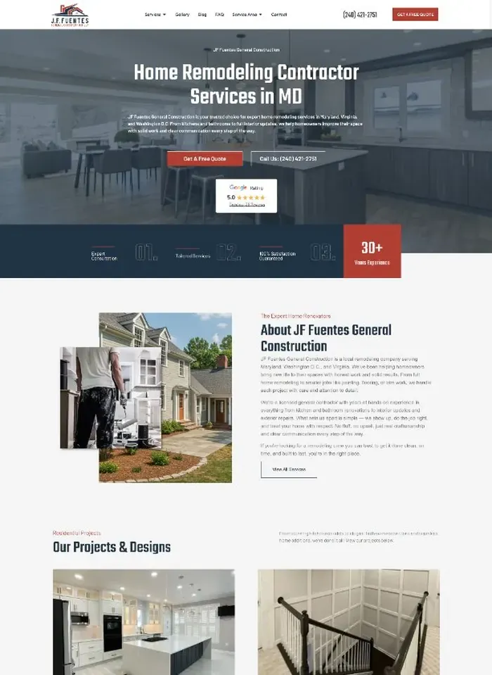 JF Fuentes General Construction website screenshot