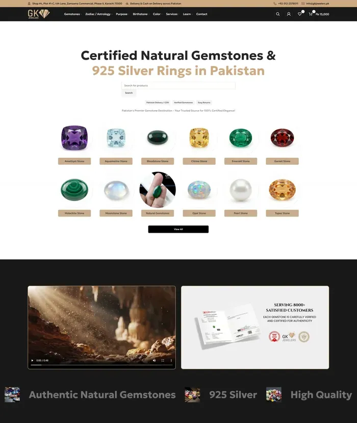 GK Jewelers website screenshot