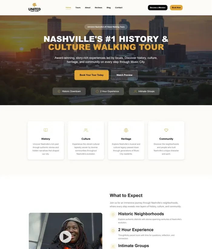 United Street Tours website screenshot