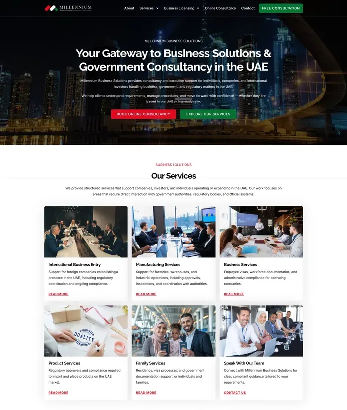 Millennium Business Solutions website screenshot