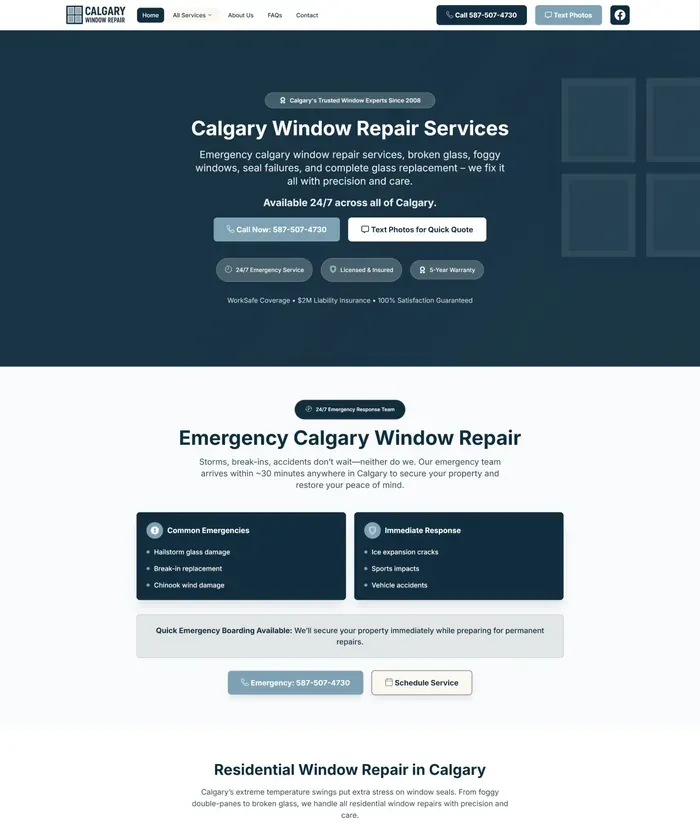 Calgary Window Repair website screenshot