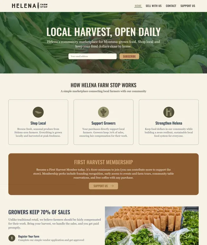 Helena Farm Stop website screenshot