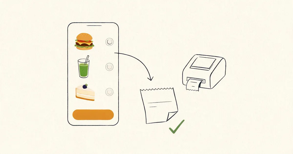 Restaurant online ordering system: a phone placing an order routed to the kitchen